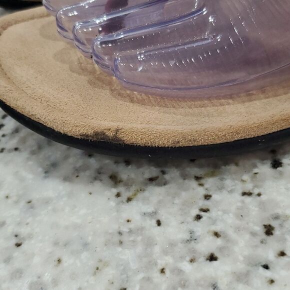 Minnetonka Red Leather Flip Flop Sandals silver tone jewels braided leather, 10 - Picture 6 of 9